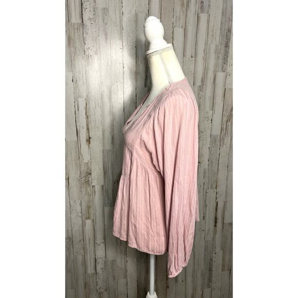 Velvet by Graham & Spencer‎ Women's Pink Striped Peplum Blouse Size Small - Picture 5 of 6
